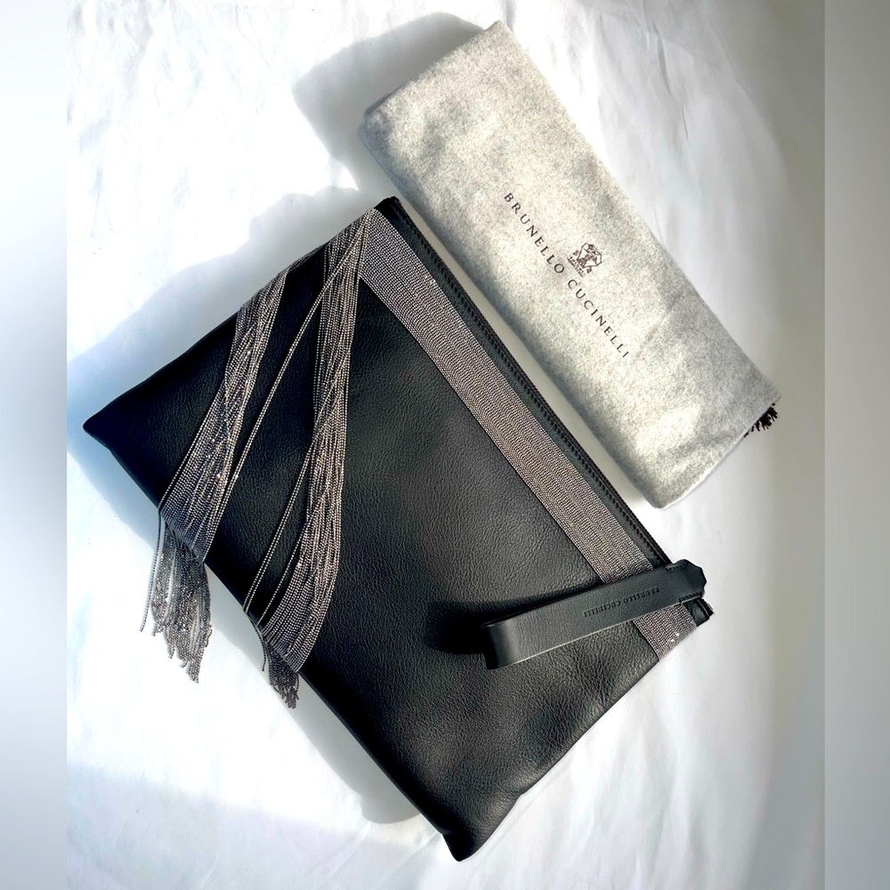 SOLD SOLD SOLD 
Preowned Brunello Cucinelli 
MONILI BLACK FRINGE CLUTCH